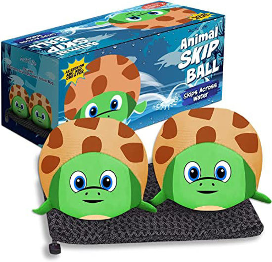 Picture of Activ Life Skip Ball, 2 Pack (Turtles), Water Skipping Ball, Skip Balls for Swimming Pools, Pool Ball and Pool Toy for Kids, Easter Basket Stuffer Gift for Kids