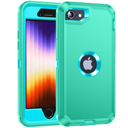 Picture of xiwxi iPhone SE Case 2022/3rd/2020,iPhone 8/7 Case,[360 Full Body Shockproof] [Heavy Dropproof] [Non-Slip],Hard PC+Soft Silicone TPU 3 in 1 umper Drop-Proof Shell-LightGreen