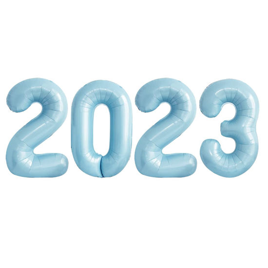 Picture of GOER 2023 Foil Number Balloons for 2023 New Year Eve Festival Party Supplies Graduation Decorations (Light Blue,32 Inch)