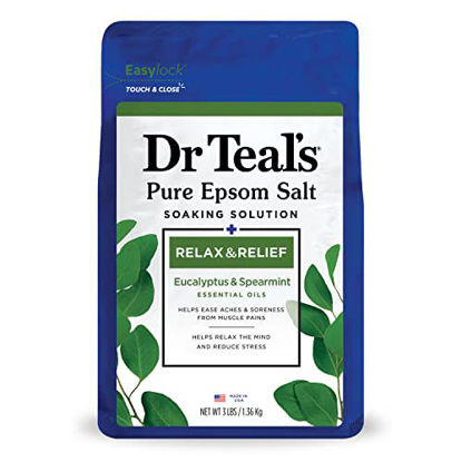 Picture of Dr Teal's Pure Epsom Salt Soak, Relax & Relief with Eucalyptus & Spearmint, 3lbs