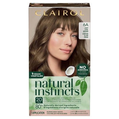Picture of Clairol Natural Instincts Demi-Permanent Hair Dye, 6A Light Cool Brown Hair Color, Pack of 1