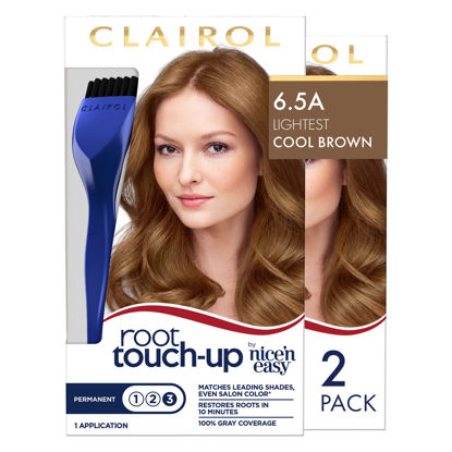 Picture of Clairol Root Touch-Up by Nice'n Easy Permanent Hair Dye, 6.5A Lightest Cool Brown Hair Color, Pack of 2