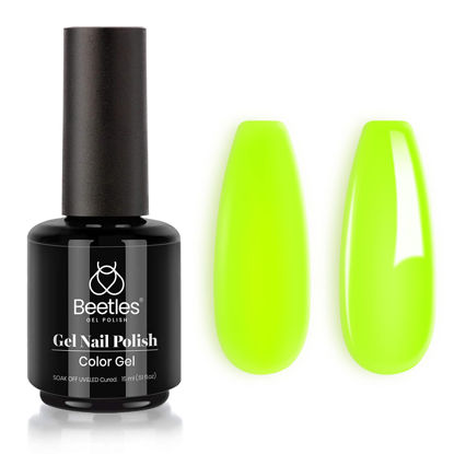 Picture of Beetles Gel Nail Polish Lala Lime Bright Neon Yellow Color Soak Off LED Nail Lamp Gel Polish -SIZE: .5 fl.Oz/Each 15 ml/Each