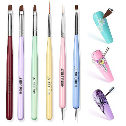 Picture of Modelones Nail Art Brushes Set, Nail Art Design Pen Painting Tools with Nail Extension Gel Brush, Nail Polish Brush, Builder Nail Gel Brush, Nail Art Liner Brush, Nail Carved Brush, and Nail Dotting Pen for Gel Polish Manicure Salon DIY at Home