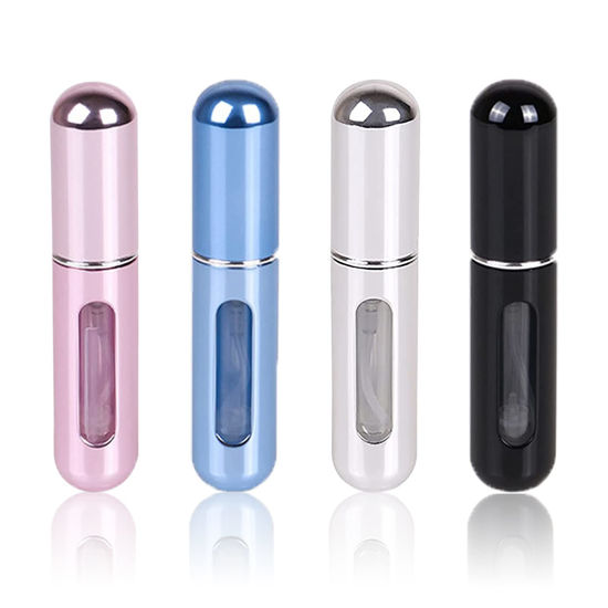 Picture of Rosarden Travel Mini Perfume Refillable Atomizer Container, Portable Perfume Spray Bottle, Travel Size Bottle, Scent Pump Case, Perfume Fragrance Empty Spray Bottle for Traveling and Outgoing 5ml (4Pcs)