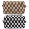 Picture of SOIDRAM 2 Pieces Makeup Bag Checkered Cosmetic Bag Black Brown Makeup Pouch Travel Toiletry Bag Organizer Cute Makeup Brushes Storage Bag for Women