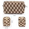 Picture of SOIDRAM 2 Pieces Makeup Bag Checkered Cosmetic Bag Black Brown Makeup Pouch Travel Toiletry Bag Organizer Cute Makeup Brushes Storage Bag for Women