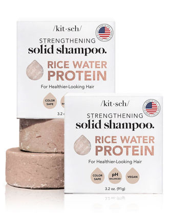 Picture of Kitsch Hair Growth | Rice Bar Shampoo for Strengthening | Helps Dry Hair | Made in US | Rice Shampoo Bar Moisturizing | Vegan Solid Shampoo Bar for Hair | Rice Water Shampoo Bar | 6.4 oz (2 pack)