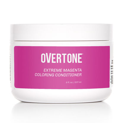 Picture of oVertone Haircare Color Depositing Conditioner - 8 oz Semi-permanent Hair Color Conditioner With Shea Butter & Coconut Oil - Extreme Silver Temporary Cruelty-Free Hair Color (Extreme Magenta)