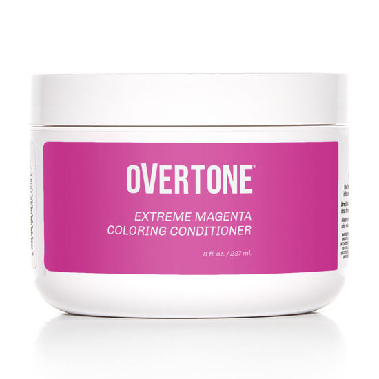 Picture of oVertone Haircare Color Depositing Conditioner - 8 oz Semi-permanent Hair Color Conditioner With Shea Butter & Coconut Oil - Extreme Silver Temporary Cruelty-Free Hair Color (Extreme Magenta)