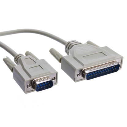 Picture of CableWholesale DB9 to DB25 Serial Cable, 9 Conductor 28 AWG Single Shielded RS232 Serial Cable, DB9 9 Pin Male to DB25 25 Male Connector Serial Cable, Beige, 6 Foot