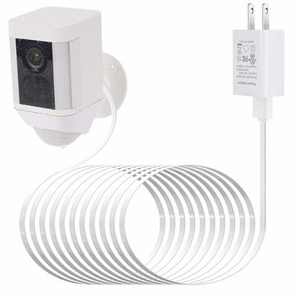 Picture of ALERTCAM Power Adapter for Ring Spotlight Cam Battery, with 25Ft/7.5m Weatherproof Outdoor Cable to Continuously Charge Your Home Security Camera, No Need to Change The Batteries(White)