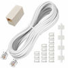 Picture of Phone Extension Cord 25 Ft, Telephone Cable with Standard RJ11 Plug and 1 in-Line Couplers and 20 Cable Clip Holders, White