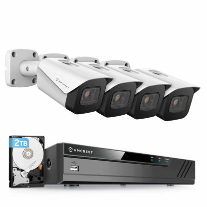 Picture of Amcrest 4K Security Camera System w/ 4K (8MP) 8CH PoE NVR, (4) x 4K (8-Megapixel) IP67 Weatherproof Metal Bullet POE IP Cameras, Pre-Installed 2TB Hard Drive, NV4108E-IP8M-2496EW4-2TB (White)