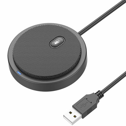 Picture of Upgraded USB Conference Microphone for Computer, 360° Omnidirectional Condenser Mic with Mute Key, Great for Video Conference, Gaming, Chatting, Skype, Plug & Play, Windows macOS, Ideal for Gift