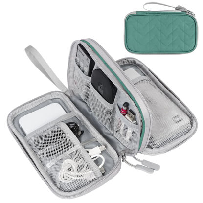 Picture of FYY Electronic Organizer, Travel Cable Organizer Bag Pouch Electronic Accessories Carry Case Portable Waterproof Double Layers All-in-One Storage Bag for Cable, Cord, Charger, Phone,-Pattern Green