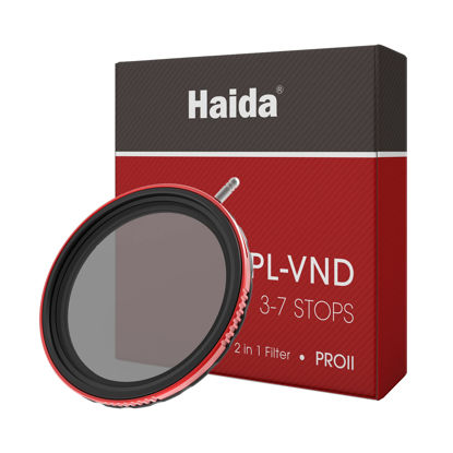 Picture of Haida 2 in 1 CPL + VND Filter for Camera Pro II Multi-Coating Circular Polarizer + Variable Neutral Density SLR Camera Lens Filter Waterproof Scratch Resistant Nano-Coating Filter 72mm