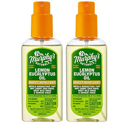 Picture of Murphy's Naturals Lemon Eucalyptus Oil Insect Repellent Spray | Plant Based, All Natural Ingredients | Mosquito and Tick Repellent for Skin + Gear | 4 Ounce Pump Spray | 2 Pack