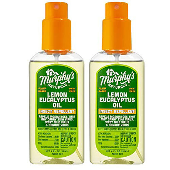 Picture of Murphy's Naturals Lemon Eucalyptus Oil Insect Repellent Spray | Plant Based, All Natural Ingredients | Mosquito and Tick Repellent for Skin + Gear | 4 Ounce Pump Spray | 2 Pack