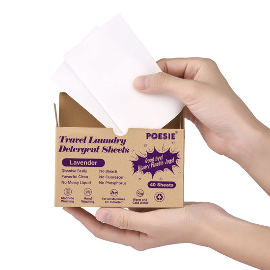 Picture of Poesie Travel Laundry Detergent Strips 40 Sheets Liquidless Laundry Soap Sheet for Travel Dorm Home Lavender