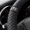 Picture of Bling Soft Leather Steering Wheel Cover, 15 Inch Colorful Rhinestones Auto Elastic Steering Wheel Protector, Sparkly Crystal Diamond for Women Girls, Car Interior Accessories for Most Cars (Black)