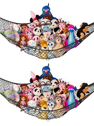 Picture of Lilly's Love Stuffed Animal Storage Hammock - Large 2 Pack - "STUFFIE PARTY HAMMOCK" (Black)