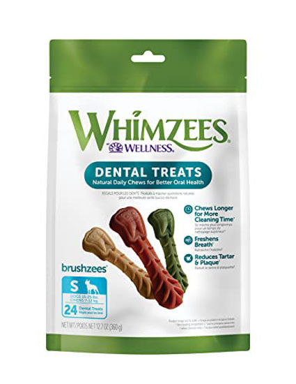 Picture of WHIMZEES by Wellness Small Dental Chews for Dogs, Grain-Free, No Artificial Colors, Freshens Breath, Long-Lasting Treats, VOHC Accepted, 24 Count