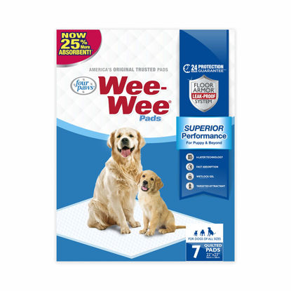 Picture of Four Paws Wee-Wee Superior Performance Pee Pads for Dogs - Dog & Puppy Pads for Potty Training - Dog Housebreaking & Puppy Supplies - 22" x 23" (7 Count)