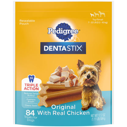 Picture of PEDIGREE DENTASTIX Toy/Small Dog Dental Treats Original Flavor Dental Bones, 1.11 lb. Pack (84 Treats)