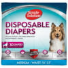 Picture of Simple Solution True Fit Disposable Dog Diapers for Female Dogs - Super Absorbent with Wetness Indicator - Medium (Waist 15-23 in) - 30 Count