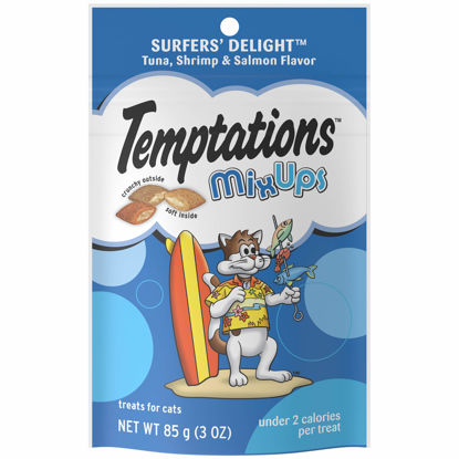 Picture of TEMPTATIONS MIXUPS Crunchy and Soft Cat Treats SURFERS' DELIGHT Flavor, (12) 3 oz. Pouches