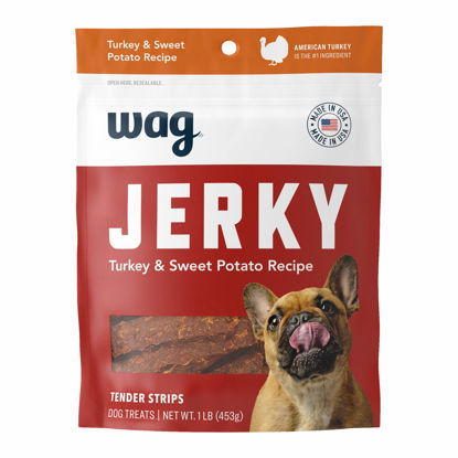 Picture of Amazon Brand - Wag Soft & Tender American Jerky Dog Treats‚ Turkey & Sweet Potato, 16 Oz