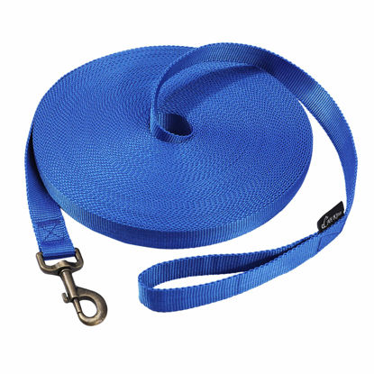 Picture of HIKISS Long Dog Leash Obedience Recall Training Agility Lead with Thickening Material for Large Dog - 15ft 20ft 30ft 50ft 100ft Training Leash(Blue 20ft)