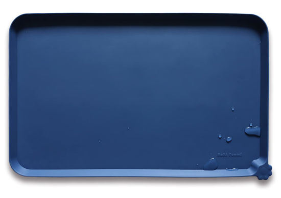 Picture of Hoki Found Silicone Pet Food Mats Tray - Non Slip Pet Dog Cat Bowl Mats Placemat - Dog Pet Cat Feeding Mat - Waterproof Dog Cat Food Mats -Pet Water Mats for Carpet -Indigo Ink