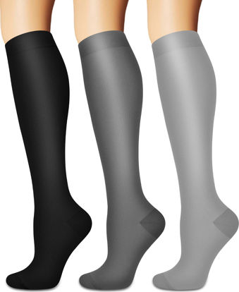 Picture of Compression Socks for Women and Men Circulation (3 Pairs) - Best for Medical,Nursing,Running,Travel Knee High Socks