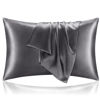 Picture of BEDELITE Satin Silk Pillowcase for Hair and Skin, Dark Grey Pillow Cases Standard Size Set of 2 Pack, Super Soft Pillow Case with Envelope Closure (20x26 Inches)