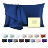 Picture of Natural Mulberry Silk Pillowcase for Hair and Skin Standard Size 20"X 26" Silk Pillow Case with Hidden Zipper Soft Breathable Smooth Cooling Silk Pillow Covers for Sleeping(Royal Blue,Standard,1Pcs)