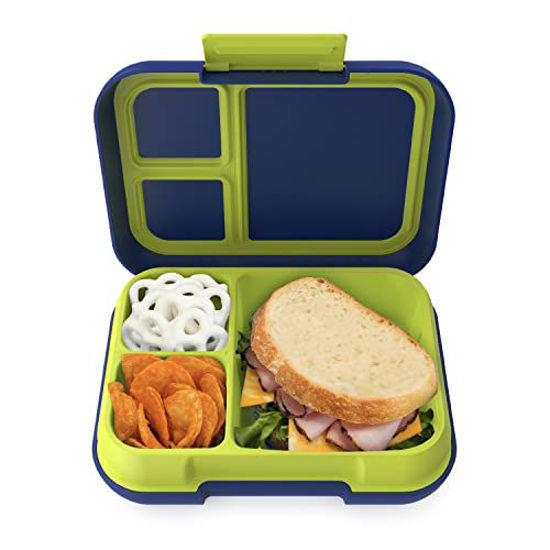 Picture of Bentgo® Pop - Bento-Style Lunch Box for Kids 8+ and Teens - Holds 5 Cups of Food with Removable Divider for 3-4 Compartments - Leak-Proof, Microwave/Dishwasher Safe, BPA-Free (Navy Blue/Chartreuse)