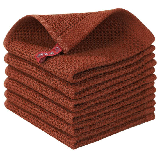 GetUSCart- Homaxy 100% Cotton Waffle Weave Kitchen Dish Cloths, Ultra Soft  Absorbent Quick Drying Dish Towels, 12x12 Inches, 6-Pack, Rust