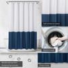 Picture of ALYVIA SPRING Waterproof Fabric Shower Curtain Liner - Soft & Light-Weight Cloth Shower Liner, 3 Bottom Magnets, Hotel Quality & Machine Washable - Standard Size 72x72, White and Navy