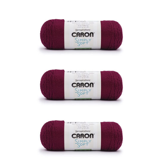 Picture of Caron Simply Soft Burgundy Yarn - 3 Pack of 170g/6oz - Acrylic - 4 Medium (Worsted) - 315 Yards - Knitting/Crochet