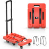 Picture of Ronlap Folding Hand Truck, Foldable Dolly Cart for Moving, 500lbs Heavy Duty Luggage Cart, Portable Platform Cart Collapsible Dolly with 6 Wheels & 2 Ropes for Travel House Office Moving, Orange