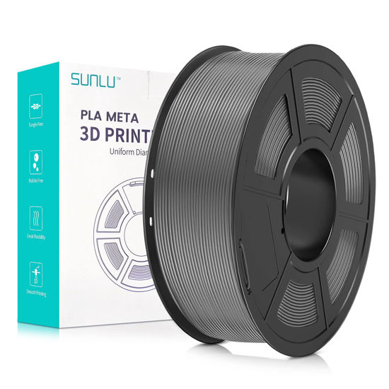 Picture of SUNLU 3D Printer Filament, Neatly Wound PLA Meta Filament 1.75mm, Toughness, Highly Fluid, Fast Printing for 3D Printer, Dimensional Accuracy +/- 0.02 mm (2.2lbs), 330 Meters, 1 KG Spool, Grey