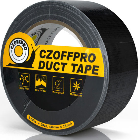 Picture of CZoffpro Duct Tape Heavy Duty - Ultra Strong Black Colored Duct Tape with Waterproof Backing, Easy to Tear by Hand, 1.88 in x 20 Yard, Black