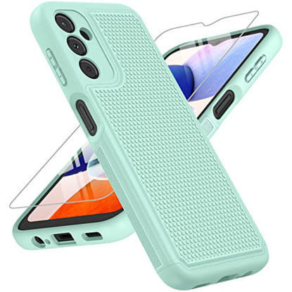 Picture of FNTCASE for Samsung Galaxy A14 5G Case: Dual Layer Protective Heavy Duty Cell Phone Cover Shockproof Rugged with Non Slip Textured Back - Military Protection Bumper Tough - 2023, 6.6inch (Mint Green)