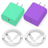 Picture of iPhone Charger [Apple MFi Certified] 2 Pack 20W PD USB C Wall Fast Charger Adapter with 2 Pack 6FT Type C to Lightning Cable Compatible with iPhone 14 13 12 11 Pro Max XR XS X,iPad（Green+Purple）