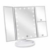 Picture of deweisn Floor Mount Tri-Fold Lighted Vanity Mirror with 21 LED Lights, Touch Screen and 3X/2X/1X Magnification, Two Power Supply Modes Make Up Mirror,Travel Mirror