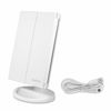 Picture of deweisn Floor Mount Tri-Fold Lighted Vanity Mirror with 21 LED Lights, Touch Screen and 3X/2X/1X Magnification, Two Power Supply Modes Make Up Mirror,Travel Mirror