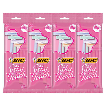 Picture of BIC Silky Touch Women's Disposable Razors, With 2 Blades, Pretty Pastel Razor Handles, 40 Count Value Pack of Shaving Razors