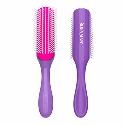 Picture of Denman Curly Hair Brush D3 (African Violet) 7 Row Styling Brush for Detangling, Separating, Shaping and Defining Curls - For Women and Men